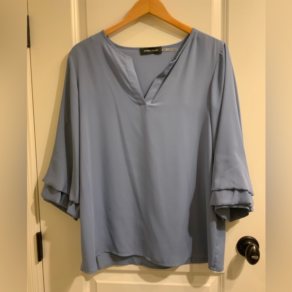 IVANKA TRUMP Balloon Sleeve Crepe Top